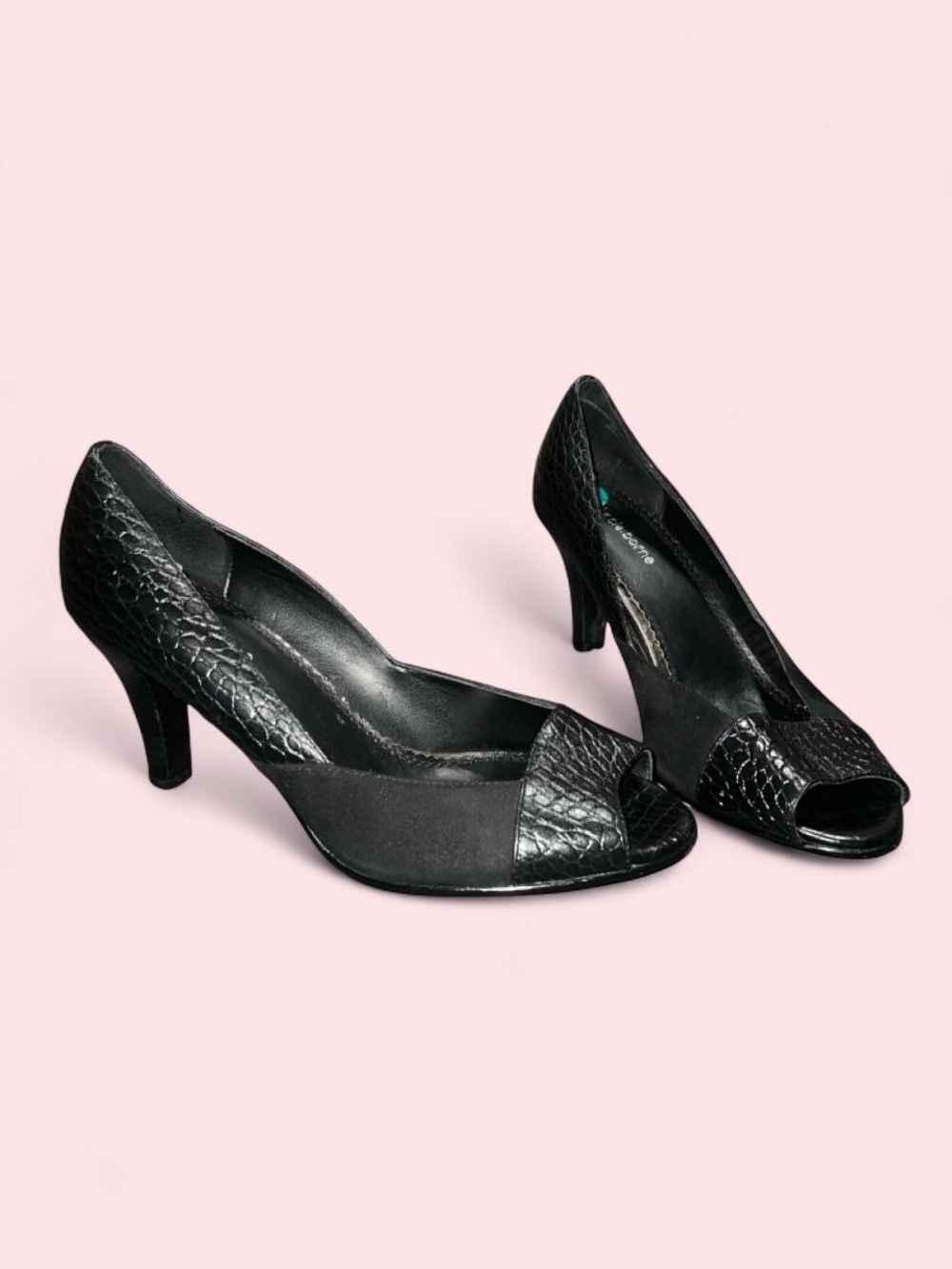 Size 8 Black Peep-Toe Kitten Heels